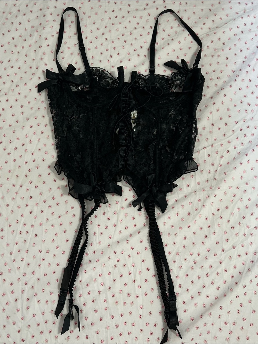 Vintage Victoria's Secret Black Lace Bustier Corset 32B - Picture 3 of 5